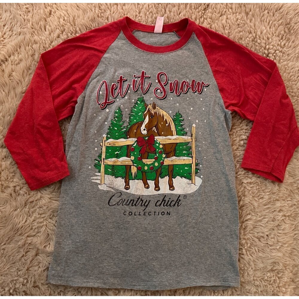 Let it snow country chick collection baseball shirt